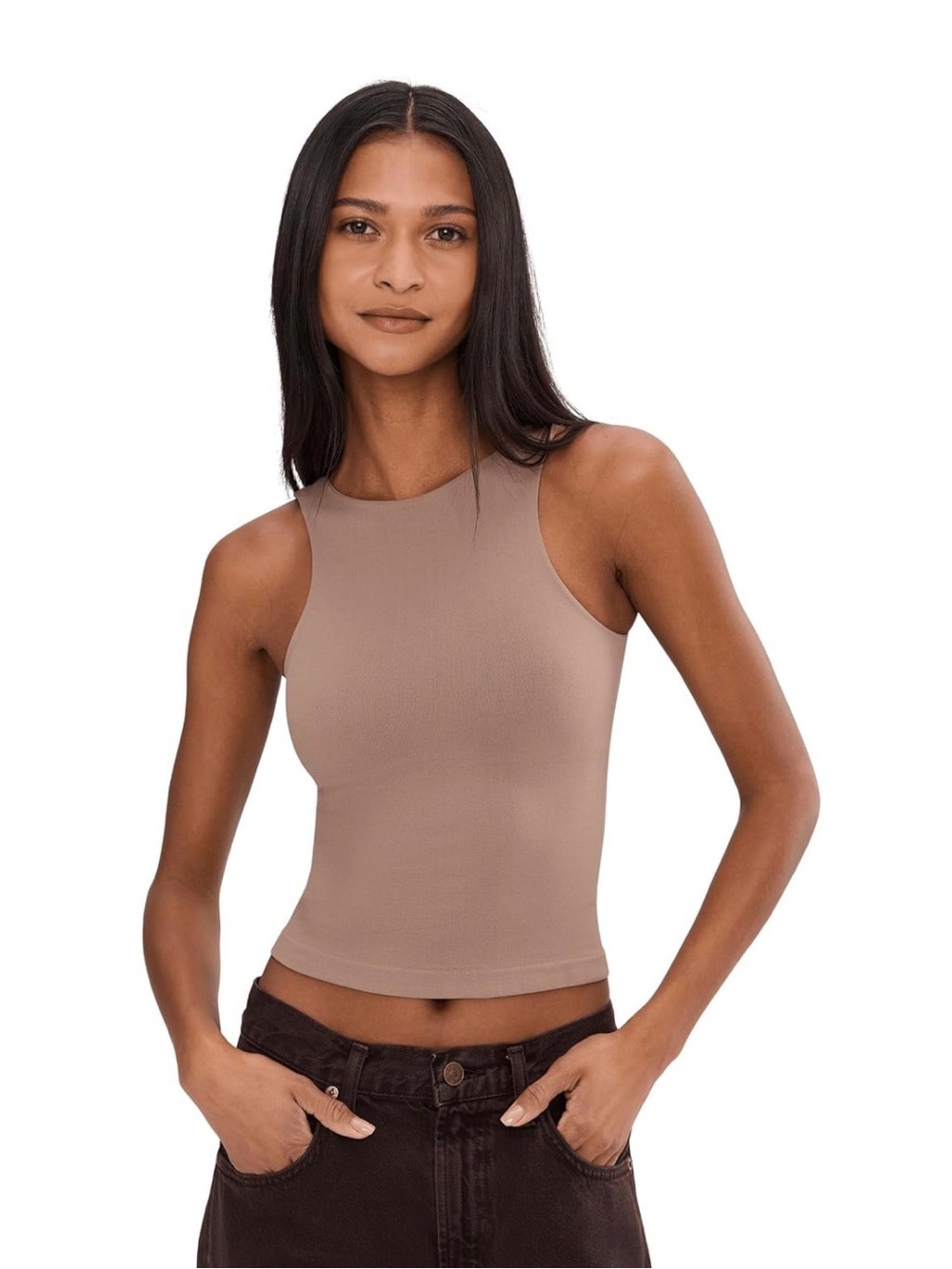 NWOT intimately Free People “Clean Lines Cami” stretch high neck tank top